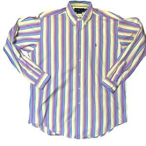 Ralph Lauren Blake Men's bright yellow pink and blue button up dress shirt med